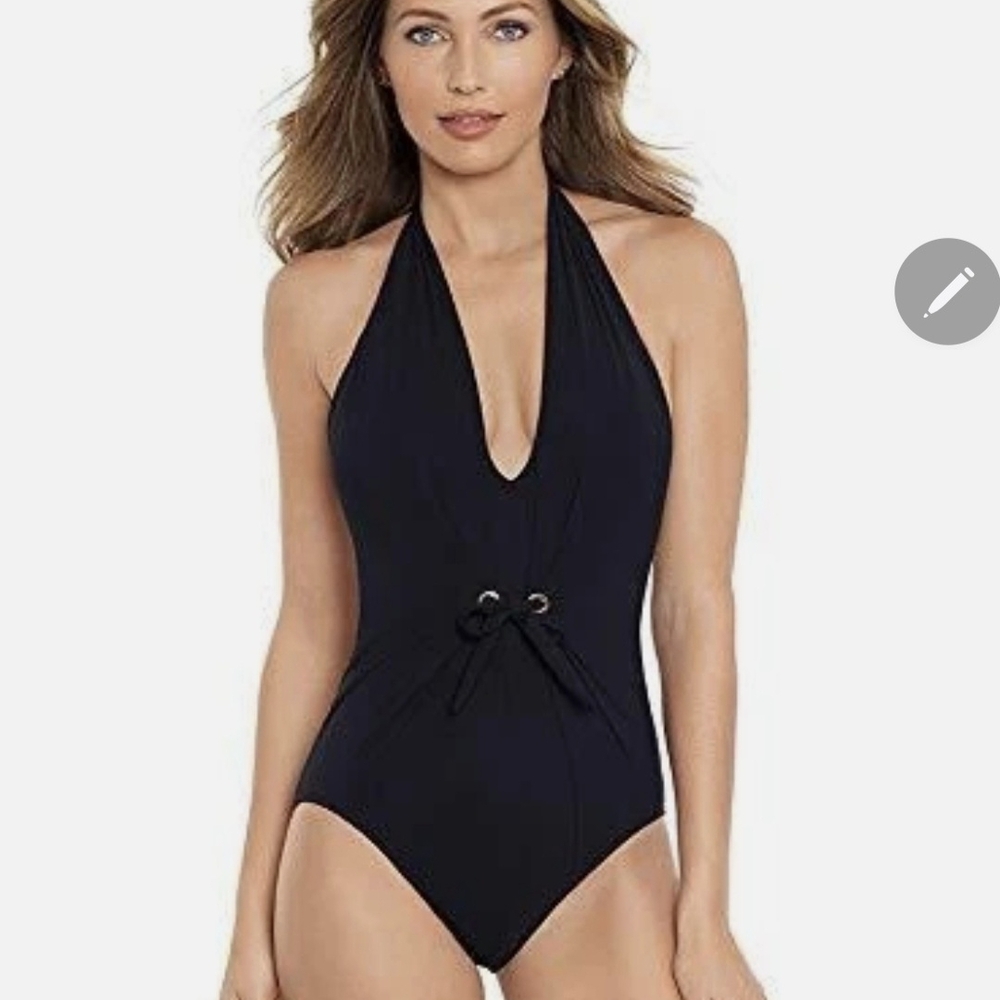 Amoressa by Miraclesuit - Jupiter Black Halter One-Piece Swimsuit Size 8